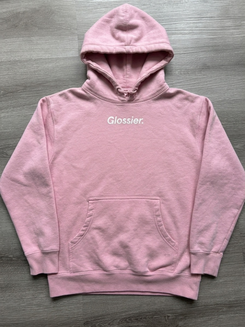 Glossier Pink Logo Hoodie - size Small